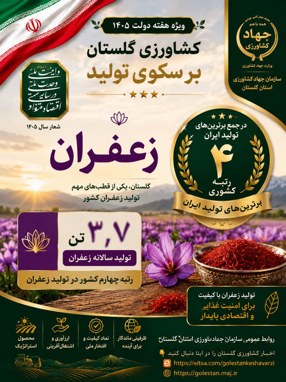 کشاورزی گلستان بر سکوی تولید، ویژه هفته دولت ۱۴۰۵